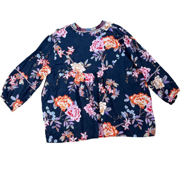 Johnny Was Workshop Floral Emboirdered Top 100% Ramie Boho Artsy 2x - Picture 2 of 9